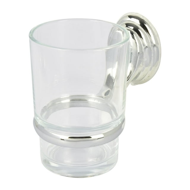 Porta Vasos Bath Accents Metal Cromado Y Vidrio 10X12X6Cm
