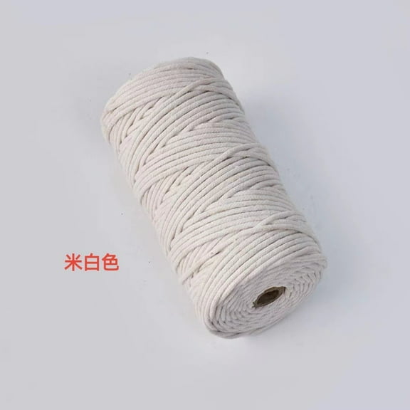1 Roll 3mm Natural Cotton Macrame Cord Twisted Rope for Crafts, Knitting, Plant Hangers, Wedding & Christmas Decor - 20m