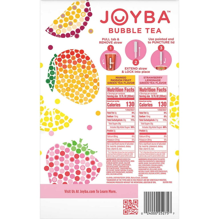 JOYBA Strawberry Lemonade Green Bubble Tea - 4pk/12 fl oz Cups