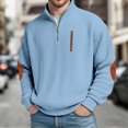 thumbnail image 2 of Men's Hoodless Sweatshirt Heavyweight Pullover Long Sleeve Crewneck Casual Athletic Jogging Workout Top With Front Pocket Streetwear Gym Training Blue 3XL, 2 of 5
