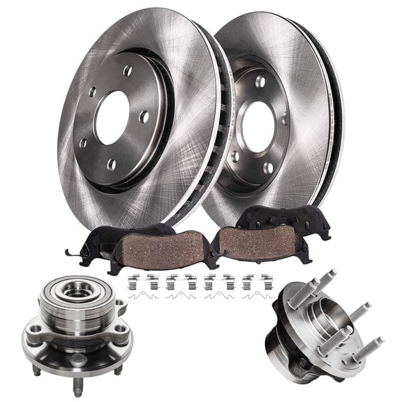 Detroit Axle- Front Brake Kit for 2011-2019 Ford Explorer,  Disc Brake Rotors Ceramic Brake Pads Wheel Bearing Hubs Assembly Replacement