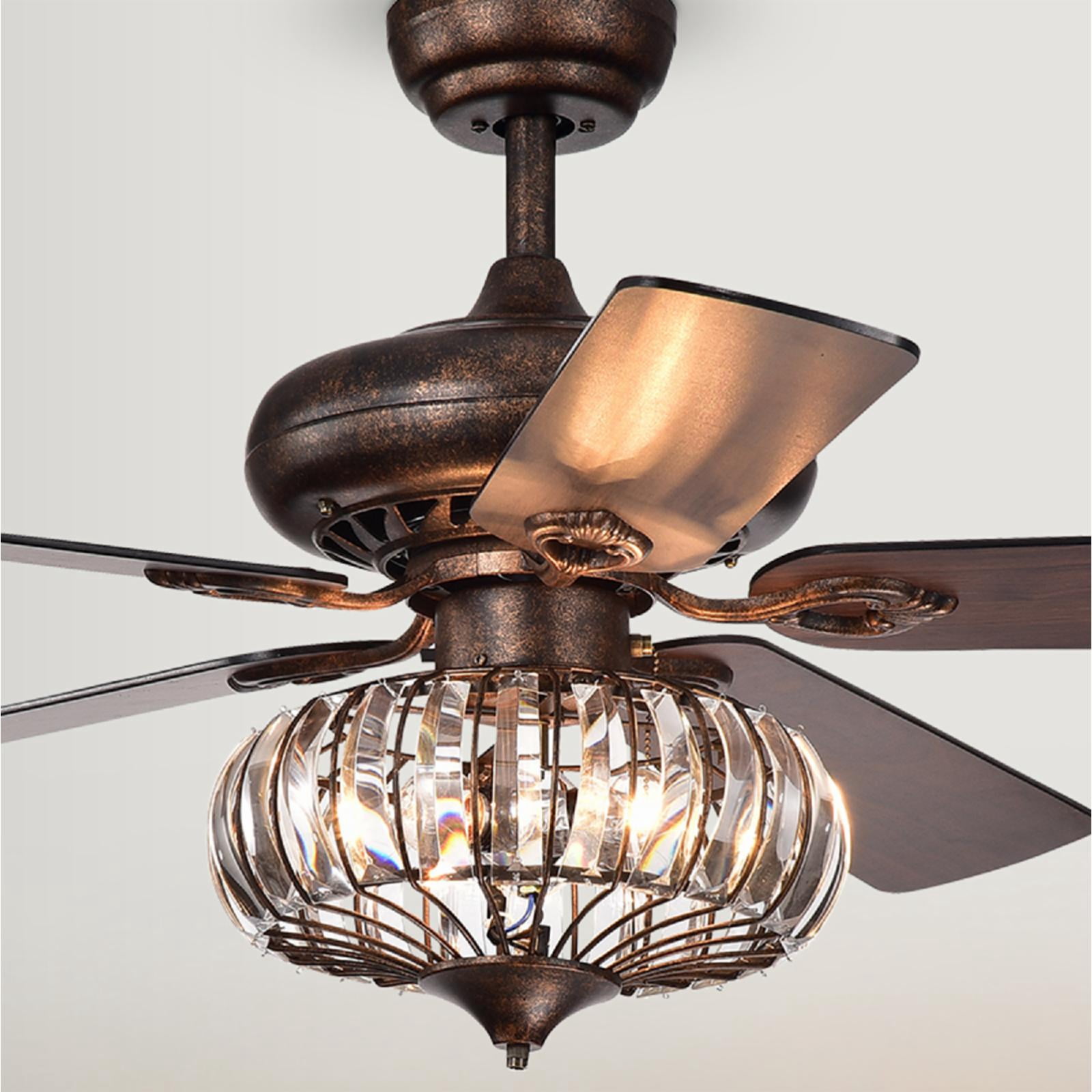 Chrysaor 3-Light Crystal 5-Blade 52-Inch Brown Ceiling Fan with Remote Sansujyuku sansujyuku.com