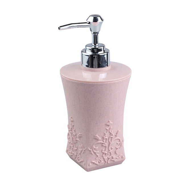MasteelfCA 400ML Round Carved Refillable Empty Plastic Pressing Container Bottles Cream Lotion Dispenser for Shower Gel Hand Washer DIY