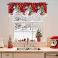 thumbnail image 2 of Red Christmas Snowman Tie Up Valances Curtain, Xmas Ball Pine Tree Snowflake Wood Grain Adjustable Rod Pocket Short Window Treatment Tie Up Curtains Valances for Kitchen Living Room Bathroom 60x18 In, 2 of 9