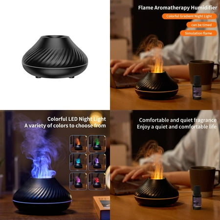 

Cool Mini Portable LED Fire Flame Essential Oil Diffuser for Home Office Spa USB Air Humidifier with Cool Mist for Yoga Travel. Perfect Aromatherapy Relaxation Stress Relief Night Light