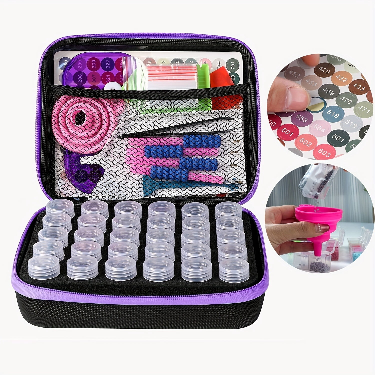 30PCS Diamond Painting Tool Set with Portable Storage Bag, DIY Craft Kit Hand Luggage Organizer for Diamond Art Accessories
