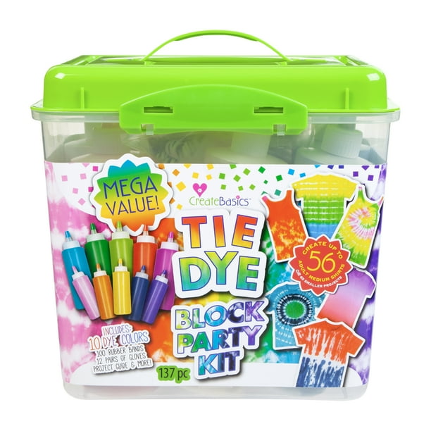 Create Basics Block Party Tie Dye Tub Kit, 5 Large & 6 Mega Bottles