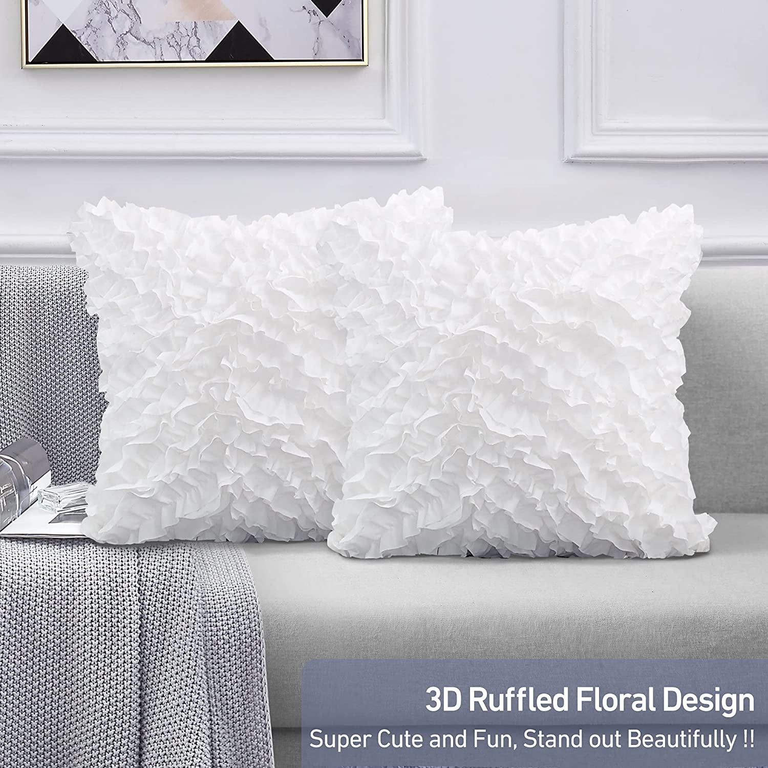 Geecy 22x22 Throw Pillow Covers Christmas Set Of 2 Decorative Square White Cushion Cases Cover For Sofa Couch Bed Room Chair Car Bedding Home Decor