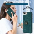 thumbnail image 6 of Fit for iPhone 7 / iPhone 8 / iPhone SE 2020 & 2022 Case with Card Pocket 360° Rotatable Ring Holder Kickstand, Shockproof Drop Resistant PU Leather Soft TPU Back Protective Phone Case, Blue, 6 of 8