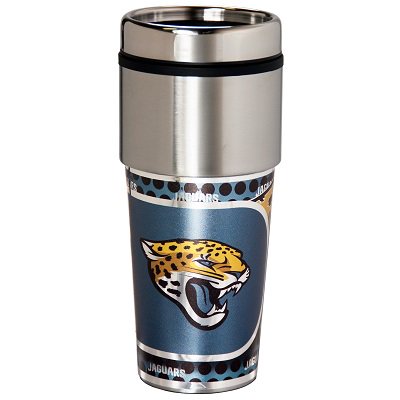 Jacksonville Jaguars 16 oz. Stainless Steel Travel Tumbler Metallic Graphics
