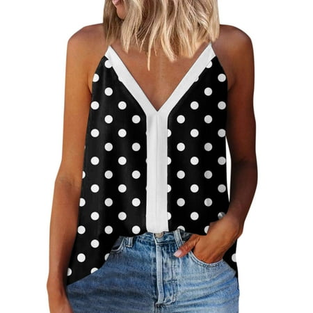 

Women s Tanks & Camis V Neck Sleeveless Summer Tops Casual Print Black Xxl
