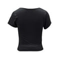 thumbnail image 4 of Women's Slim Fit Square Neck Short Sleeve T-Shirt Casual Summer Top Solid Color Basic Tee Comfortable Stretch Fabric, 4 of 8