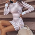 thumbnail image 5 of Henpk Summer Dresses for Women Striped T Shirt Dress Casual Midi Dress Short Sleeve Sundress with Pockets Sexy Fall Soft Badycon Long Sleeve Formal Stripe Splicing Printing Fall Maxi Dresses Pink XXL, 5 of 7