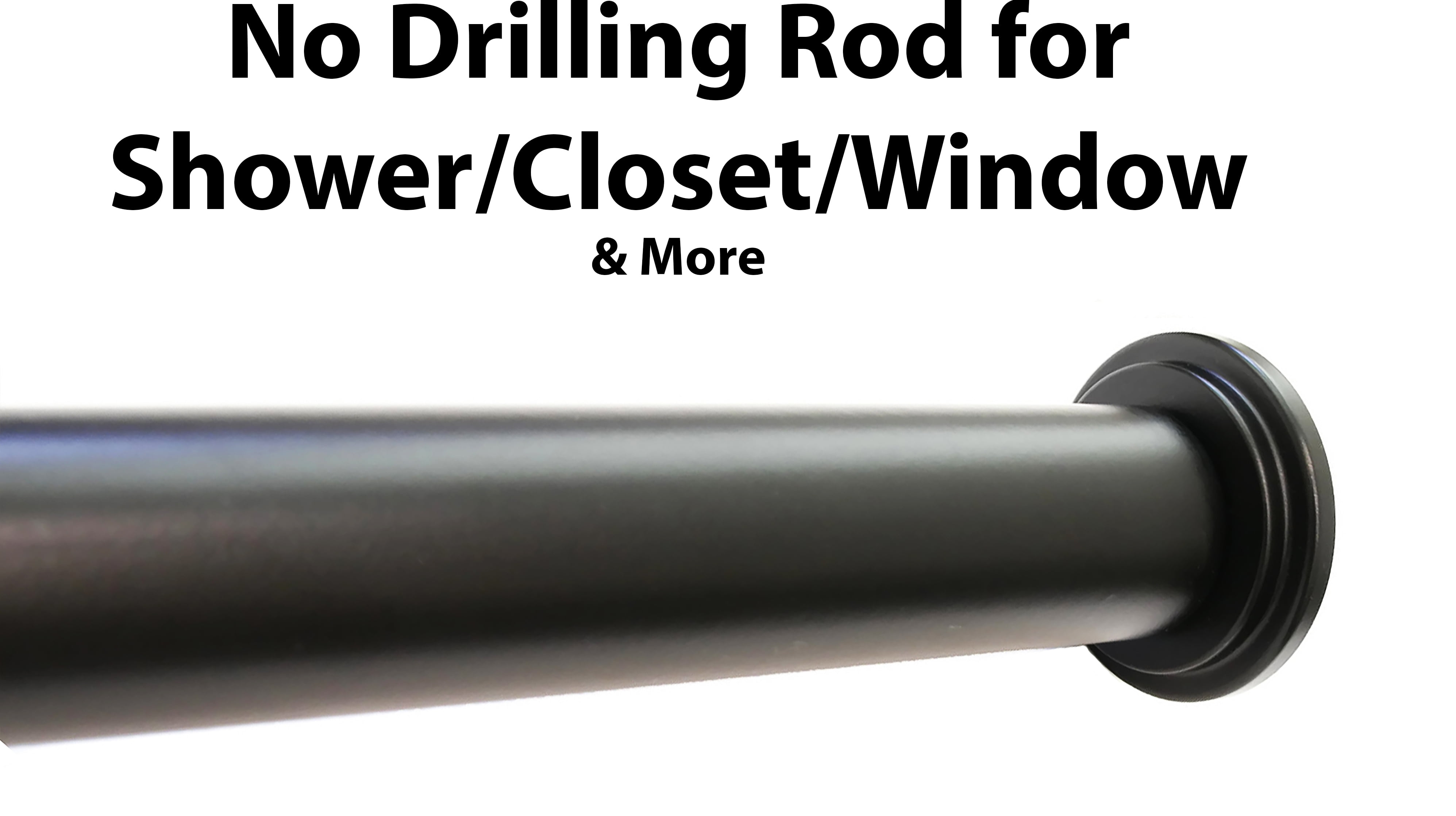 1" No Drilling Shower Closet Window Tension Rod, Heavy Duty, 42"72", Matte Black