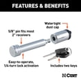 thumbnail image 2 of Curt Hitch 23515 Trailer Hitch Pin  Barbell; 5/8 Inch Diameter; Fits 2 Inch Receiver; Locking; With Dust Cap; Chrome, 2 of 2