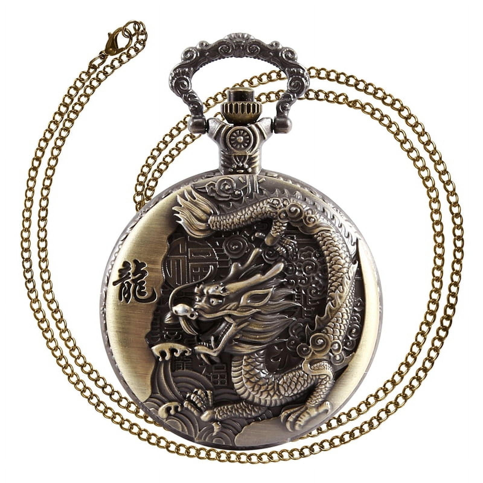 Large bronze embossed Chinese style nostalgic retro pocket watch