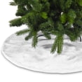 thumbnail image 1 of Reusable 120cm White Faux Rabbit Fur Christmas Tree Skirt - Soft Plush Double-Layer Design with Sticky Closure, Anti-Pilling & Shedding, Machine Washable Xmas Decoration for Home, Office, Party, Shop, 1 of 6