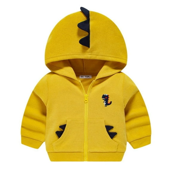 XBASW Toddler Baby Boys Dinosaur Sweatshirt Jacket Long Sleeve Zip Coat Spring Fall Boys Hooded Jacket for Kids 1-8Y