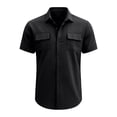 thumbnail image 3 of Klisyaur Cotton Linen Shirts Mens Short Sleeve Button down Comfortable Fashion Tops Summer Vacation Beach Tee, 3 of 4