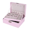 thumbnail image 2 of S SERENABLE 1pc Jewelry Box Organizer Dual Layer Storage for Brackets Necklace Pink, 2 of 9