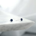 thumbnail image 4 of Gem Stone King Platinum Blue Sapphire Stud Earrings for Women Men (0.44 Cttw, Gemstone September Birthstone, Round 3.5MM), 4 of 6