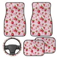 thumbnail image 2 of Pzuqiu Strawberry Print Car Floor Mats Car Steering Wheel Cover Full Set 5 Packs Rubber Non-Slip Floor Mats Dust Proof Car Interior Accessories Universal Fit Automotive Floor Mats for Cars, 2 of 6