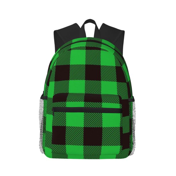 Easygdp Buffalo Plaid Green Black Mochila Casual para Portátil, Mochila para Escuela, Viajes, Negocios