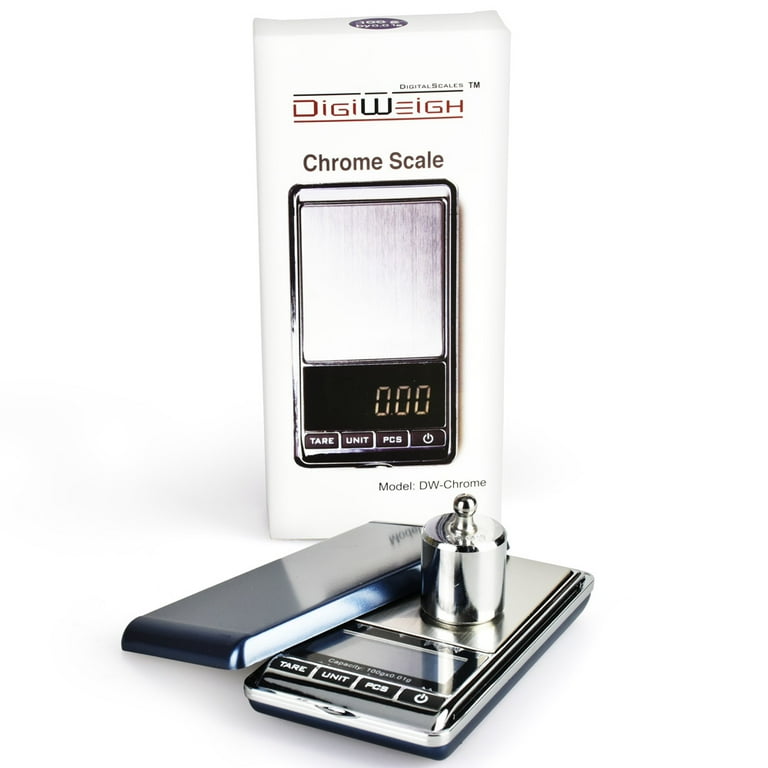 DigiWeigh Chrome Digital Pocket Scale w/ Weight