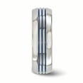 thumbnail image 4 of Edward Mirell Titanium with Blue Anodized Triple Groove Domed 8mm Band EMR100, 4 of 7