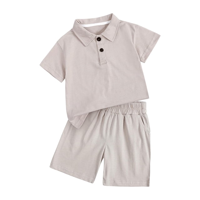 Zpanxa Girls Summer Outfits Solid Color Short Sleeve V Neck Shirt and Shorts Set 2 Years