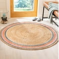 thumbnail image 2 of SAFAVIEH Natural Fiber Jermaine Geometric Area Rug, Fuchsia/Beige, 5' x 5' Round, 2 of 7