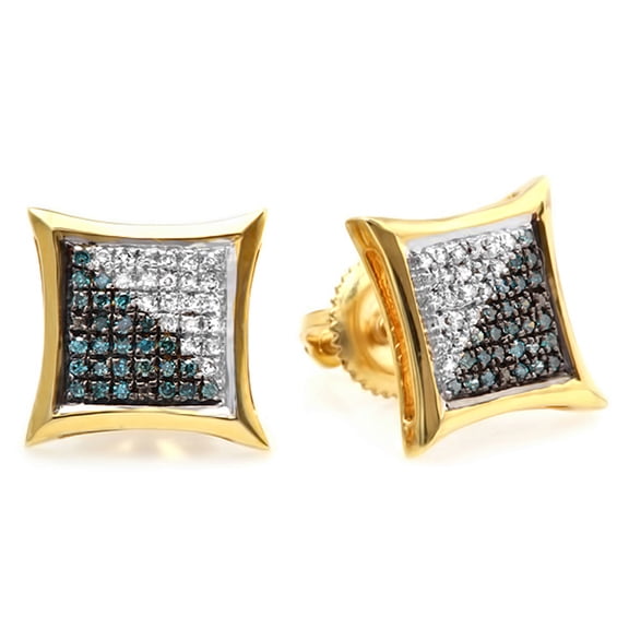 Dazzlingrock Collection 0.20 Carat (ctw) 14K Blue & White Round Diamond Micro Pave Setting Kite Shape Stud Earrings 1/4 CT, Yellow Gold