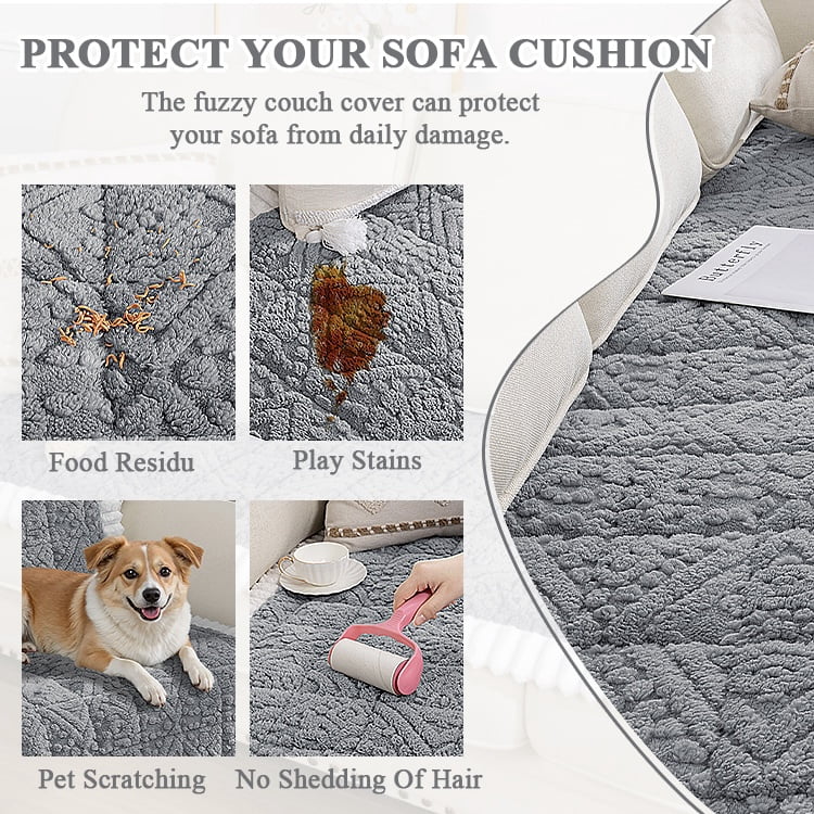 Vaukki 27.6"×71" Geometric Jacquard Sofa Slipcover,Non-Slip Washable Pet Friendly Couch Cover Furniture Cushion Protector for Dogs Cats,Gray