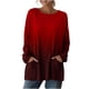 thumbnail image 5 of TaTaai 2026 Fall Womens Gradient Long Sleeve Tee Round Neck Loose Blouse With Pockets Casual Solid Color Fashion Top Soft Stretchy Polyester Daily Gift, 5 of 7