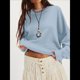 thumbnail image 5 of Sudaderas para Mujer, Suéteres de Cuello Redondo de Gran Tamaño, Blusas de Larga, Ropa de Otoño Invierno 2025 Azul M, 5 of 10
