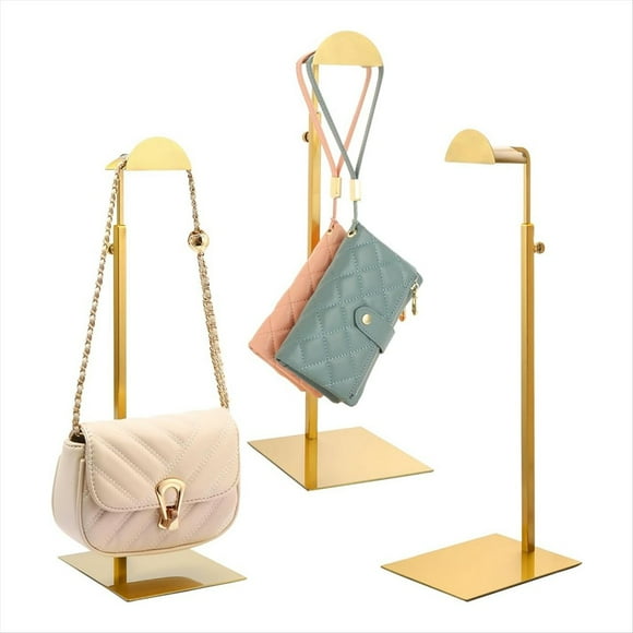 Exhibidores de Carteras, Paquete de 3, Estante de Exhibición de Carteras de Acero Inoxidable, Soporte de Exhibición de Carteras de Ajustable, Dorado