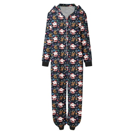 

Fesfesfes PJS Sets Xmas Parent-child Warm Christmas Set Printed Home Wear Hoodid Pajamas Moms Jumpsuit Clearance