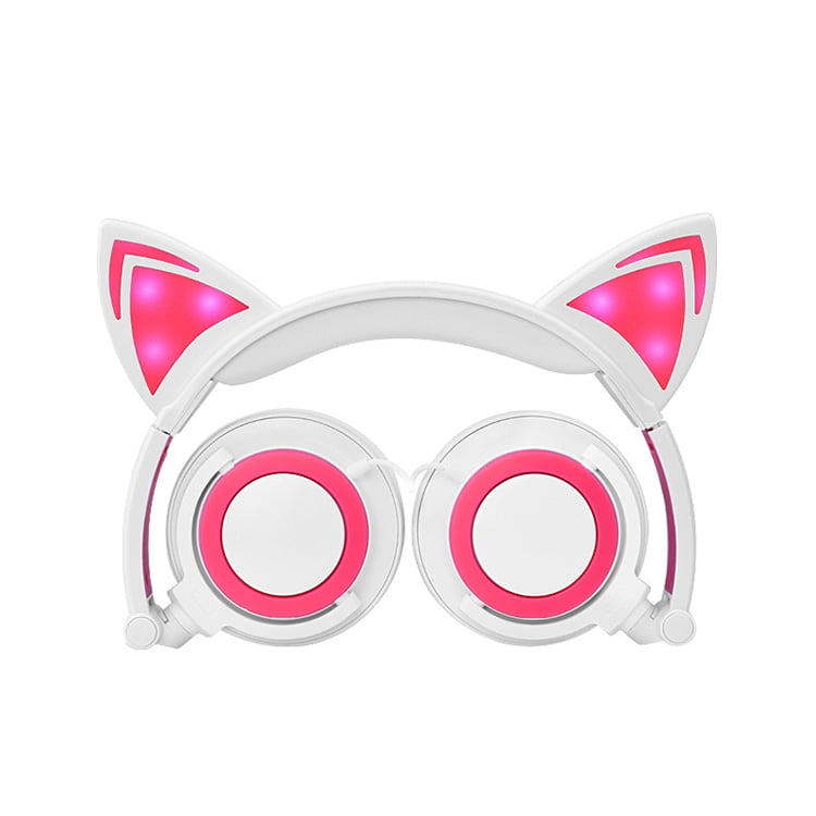 Leeten Wired Music Headset Foldable Cartoon Cat Ears Headphones for Kids Girls Boys Gift Noise Cancelling Bass Earphone w/LED Flashing Glowing,Pink White Leeten Wired Music Headset Foldable Cartoon Cat Ears Headphones for Kids Girls Boys Gift Noise Cancelling Bass Earphone w/LED Flashing Glowing,Pink White