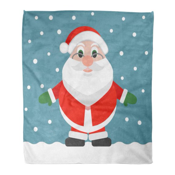 SIDONKU Throw Blanket 58x80 Inches Red Beard Santa Claus Cartoon Flat Christmas Holiday Colorful Celebration Warm Flannel Soft Blanket for Couch Sofa Bed