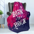 thumbnail image 4 of Popstar Party Soft Flannel Fleece Throw Blanket, Blurred Splashy Rock Concert Stage and Crowd Grunge Phrase Print, Cozy Plush for Indoor and Outdoor Use, 70" x 90", Pink Purple, by Ambesonne, 4 of 5