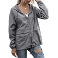 thumbnail image 3 of Women's Waterproof Raincoat Lightweight Rain Jacket Hooded Windbreaker with Pockets for Outdoor, 3 of 9