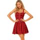 thumbnail image 1 of Vestido sin mangas delantero con cremallera y tirantes a cuadros a cuadros para mujer rojo M, 1 of 6