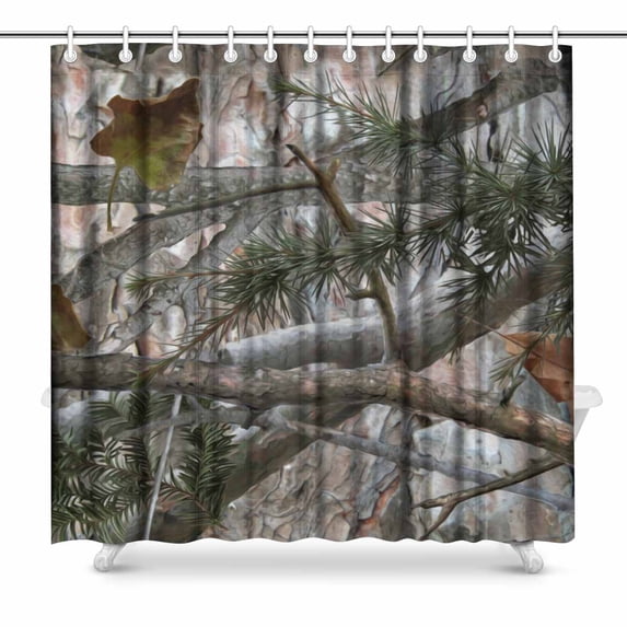 SUNENAT Cool Military Camouflage Camo Tree Branches and Leaves Waterproof Polyester Bathroom Shower Curtain 72x 72 Inches