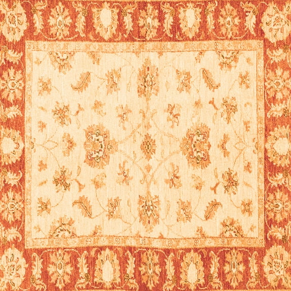 Ahgly Company Indoor Square Oriental Orange Modern Area Rugs, 3' Square