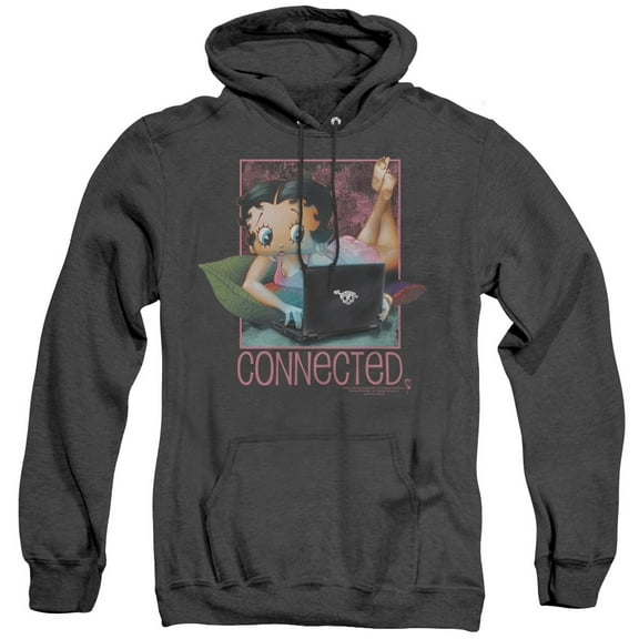 Betty Boop Connected Adult Heather Hoodie Sweatshirt Black