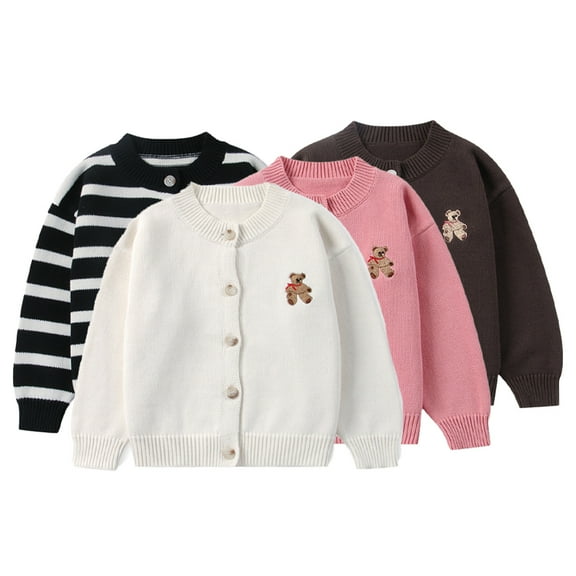 KYAIGUO Toddler Kids Spring Fall Knitted Sweaters Jacket for Boys Girls,Newborn Casual Comfort Crewneck Cardigan Coats Little Girls Button Cable-Knit Coat Outwear for 18M-7Y