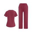 thumbnail image 4 of 2025 Medical Scrubs Uniform for Women - Tops & Straight Leg Pants with 8 Pockets, Soft Stretch, Easy Care Red XXL, 4 of 4