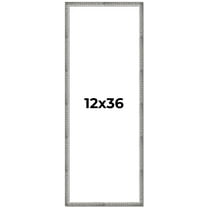 12x36 Frame Silver Grey Distressed Solid Wood Picture Frame | 0.75 Inch Moulding Width | Interior