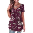 thumbnail image 2 of Giftesty Women Printed Casual V-Neck Short Sleeve Loose T-Shirt Blouse Tops, 2 of 6