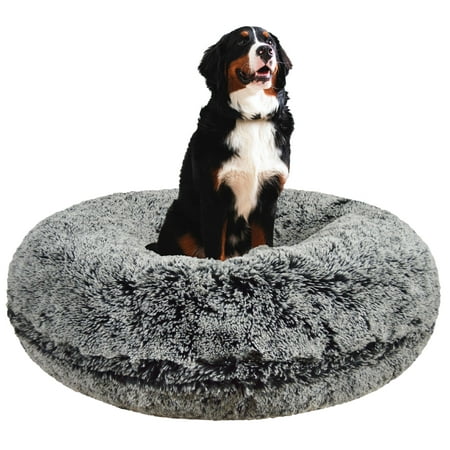 UPC: 0616043423890 | Bessie and Barnie Signature Midnight Frost Luxury Shag Extra Plush Faux Fur Bagel Pet/ Dog Bed